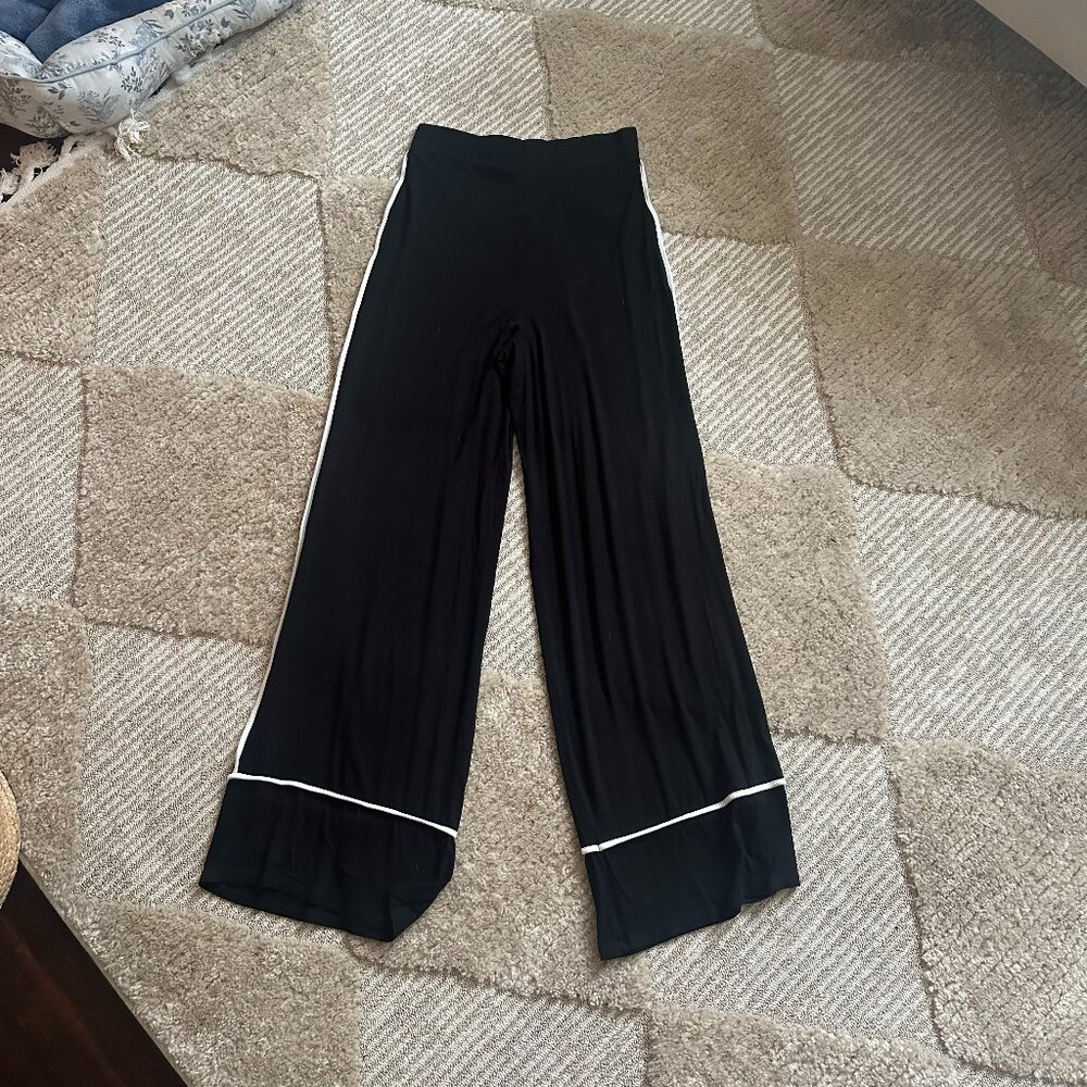 ASOS black pants with white stripe down the side